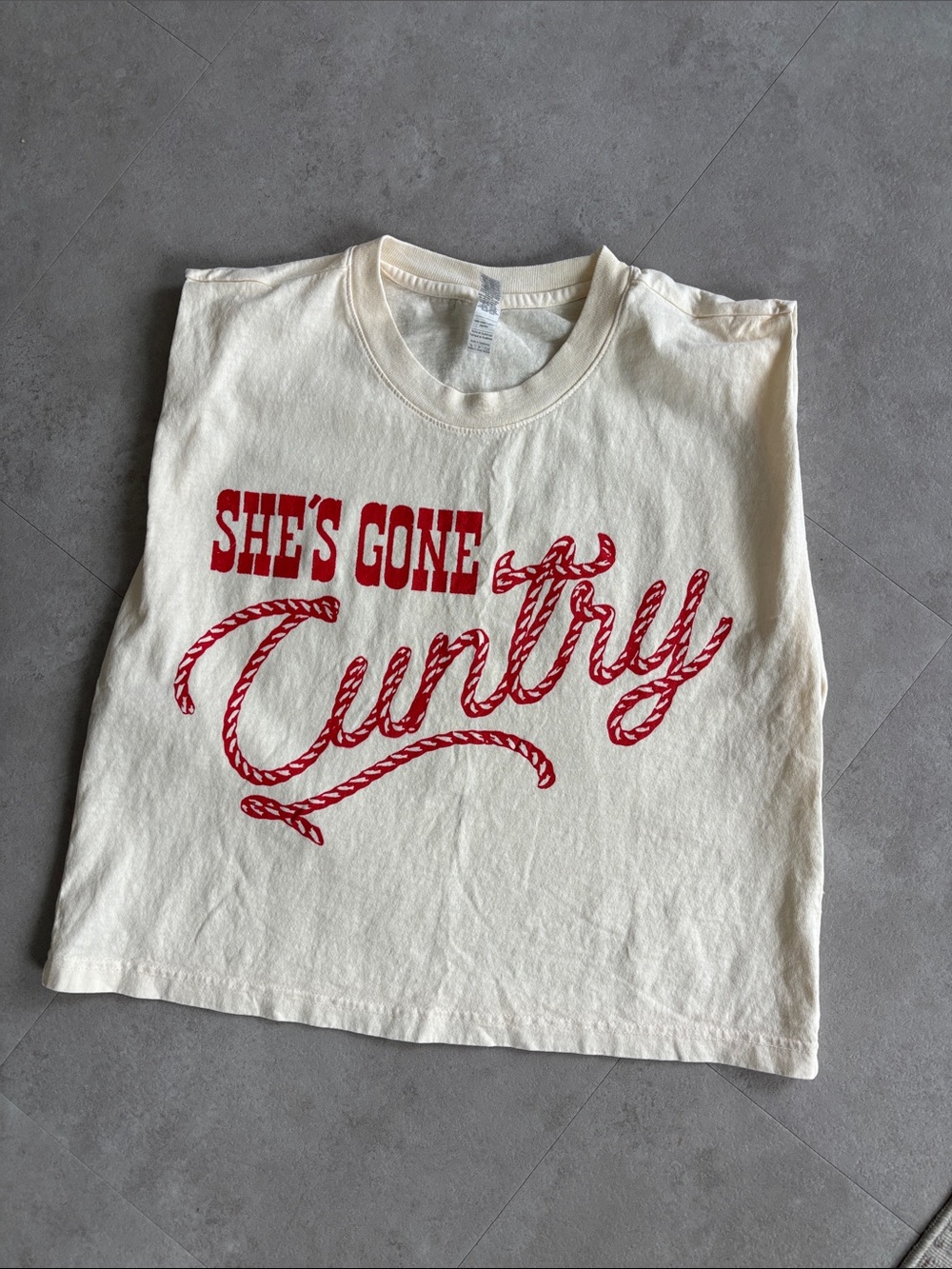 Rebel Supply Boxy Cropped Tank - Red on Cream